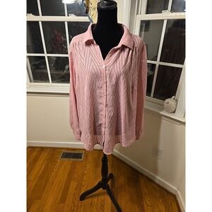 Torrid Madison Clip Dot Zig Zag Button-Up‎ ShirtWomens Size 14/16 Pink
